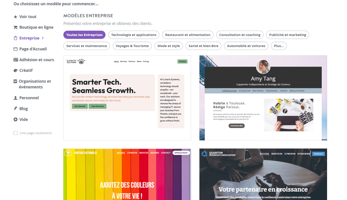 Explorer les modèles de sites Web d'affaires gratuits