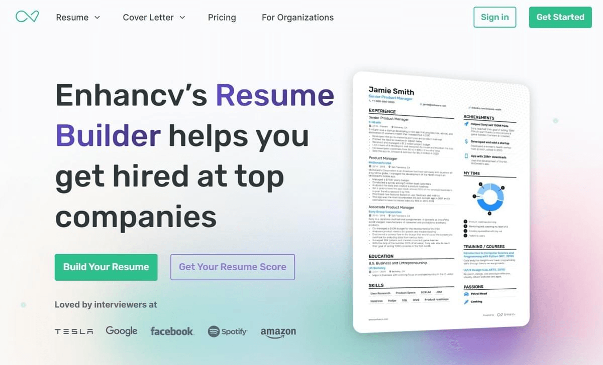 Enhancv : La personnalisation à son meilleur