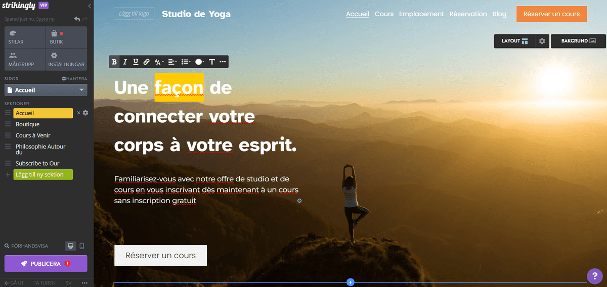 Anpassa din webbplatsdesign med Strikingly