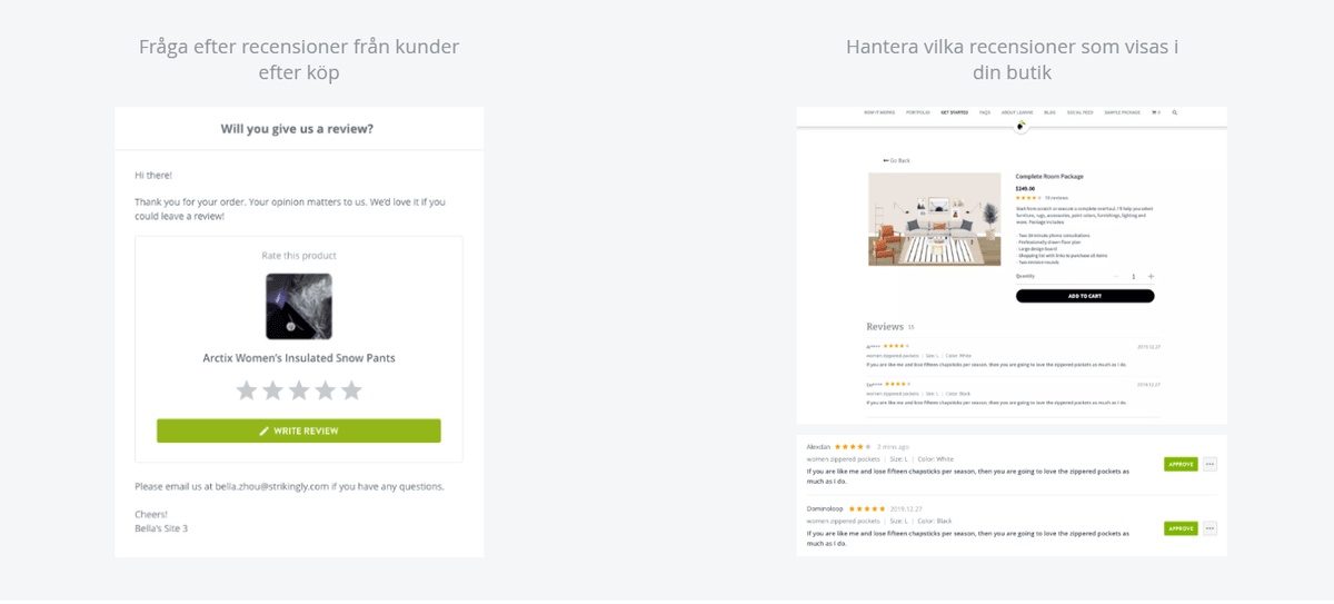 Strikinglys funktioner för produktrecensioner