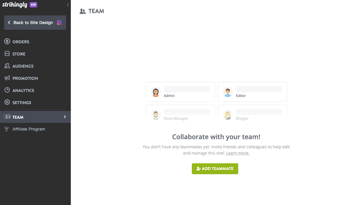 Tính năng hợp tác nhóm của Strikingly