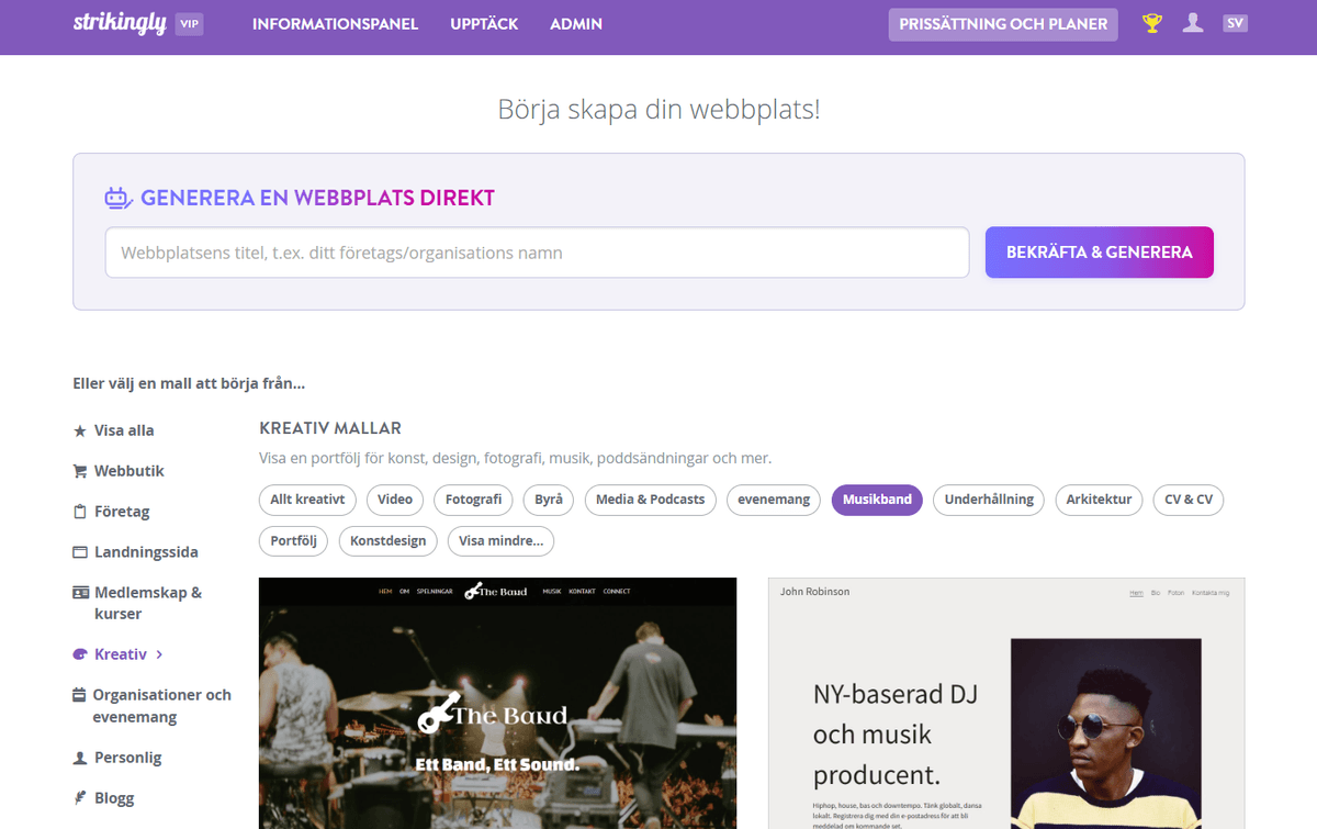 Strikingly för Pinterest Affiliate-marknadsföring