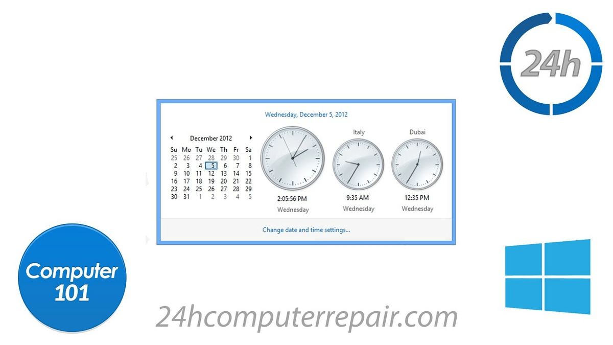 Change to analog clock windows 10