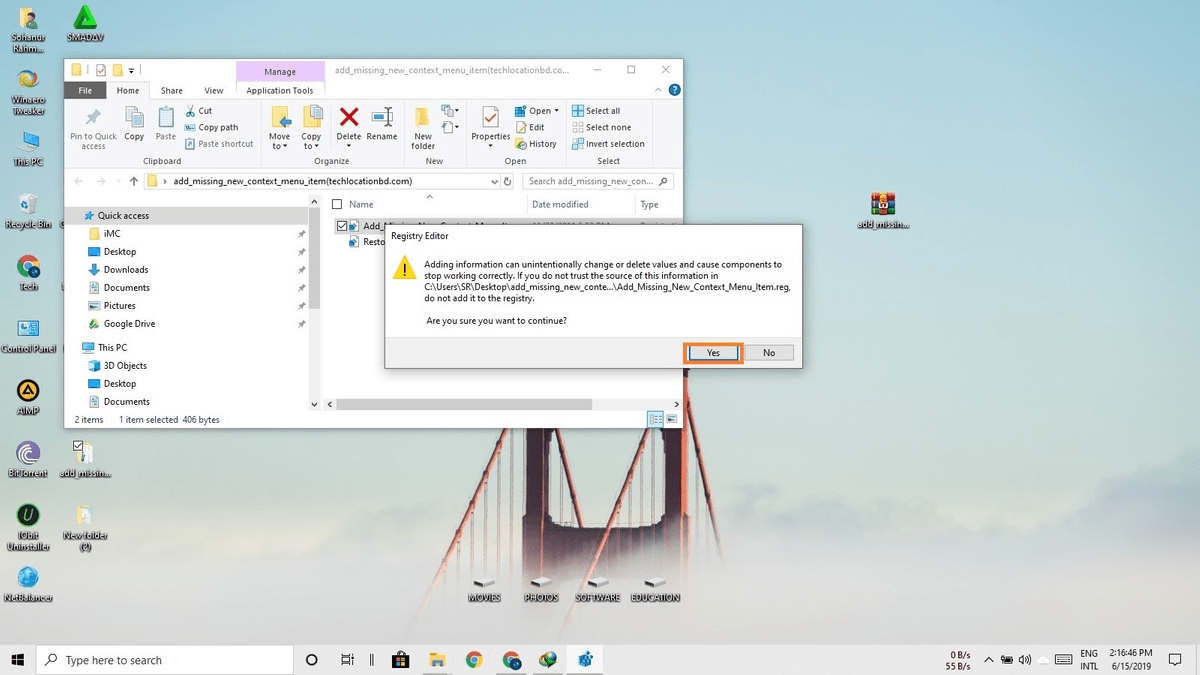 Create new folder option missing windows 10