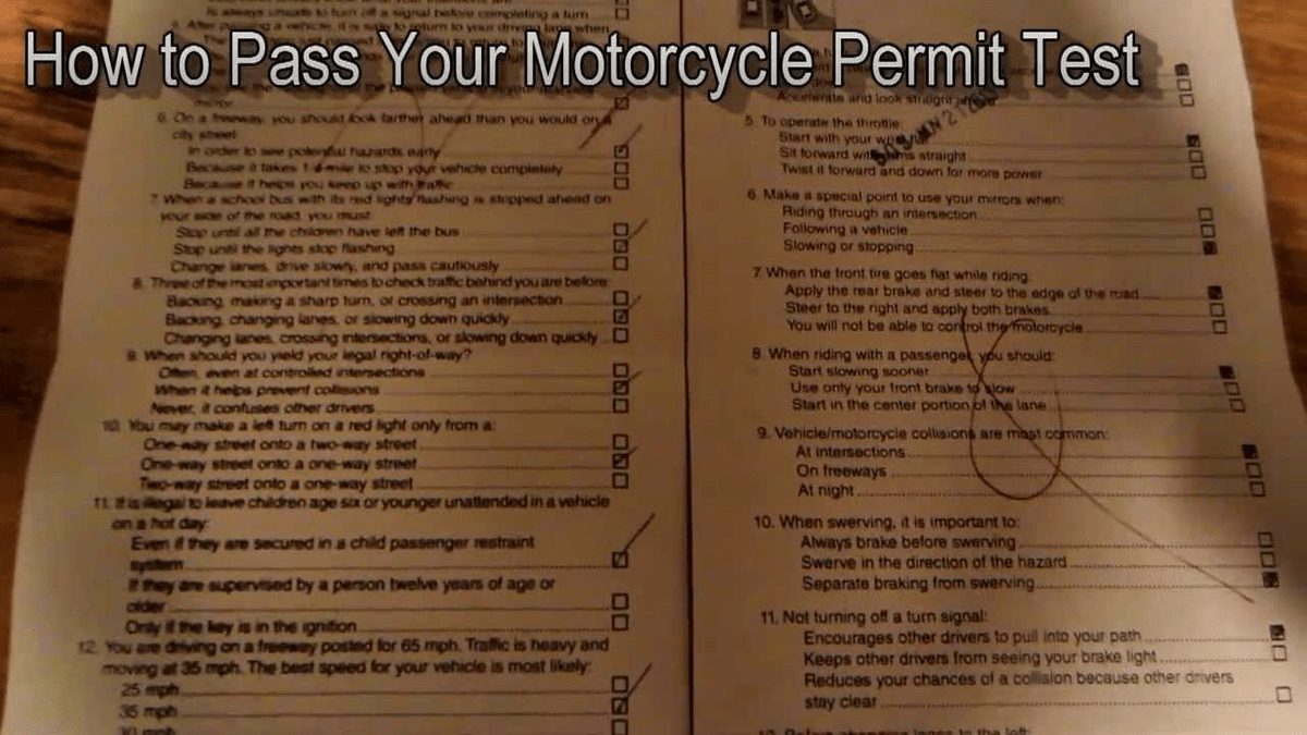 Dmv Motorcycle Written Test Cheat Sheet Pdf