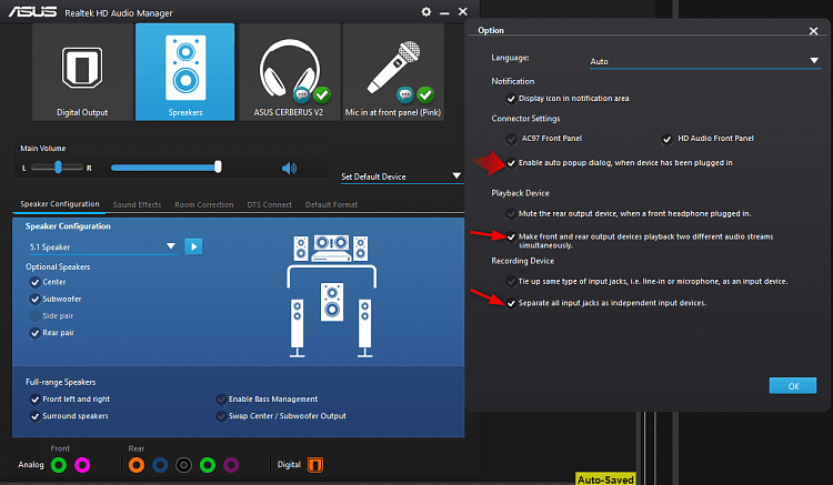 Asus realtek hd audio manager equalizer settings