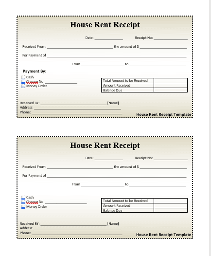 Security Setting Sample House rent receipt filled sample