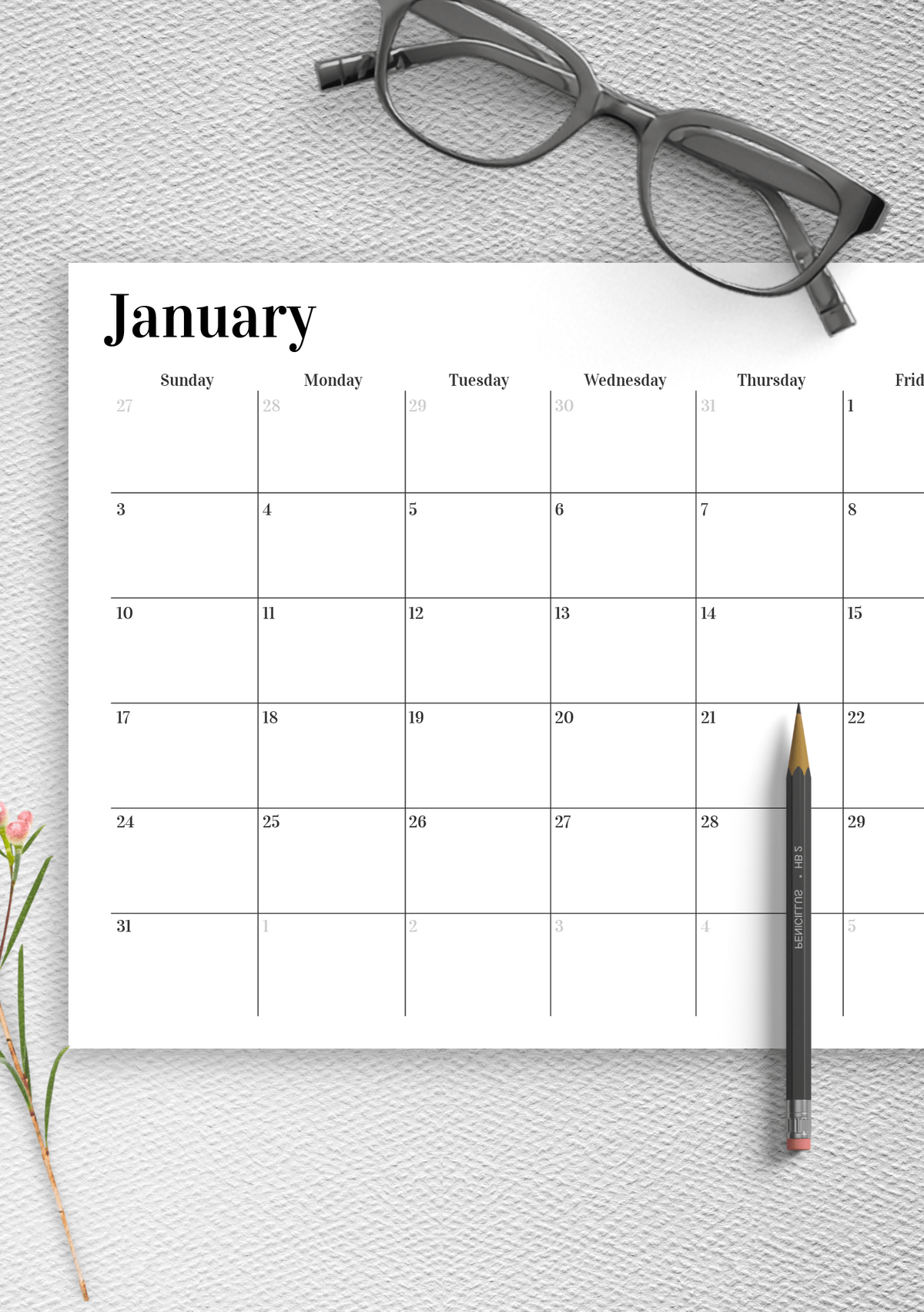 Monthly 2 page calendar template