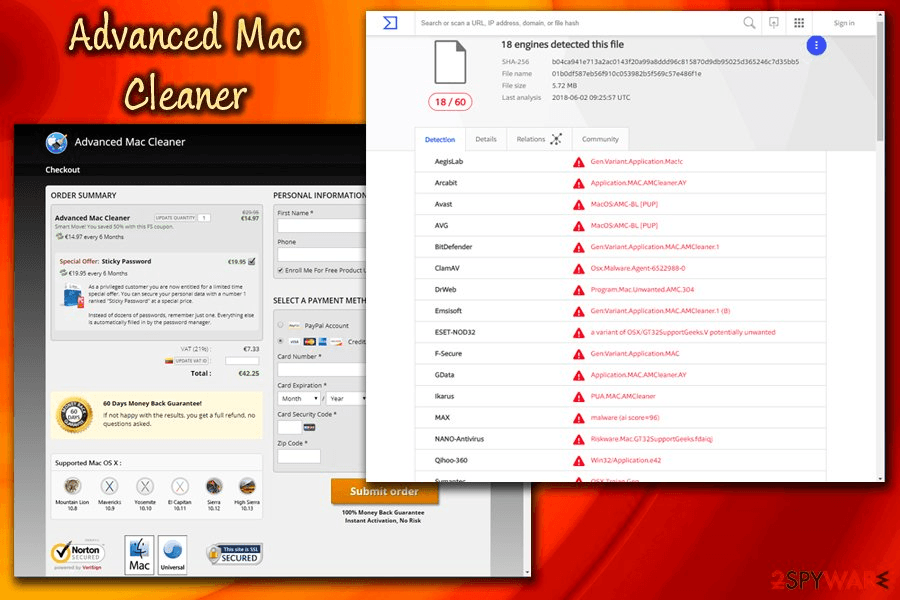 I get rid of the advanced mac cleaner pop up