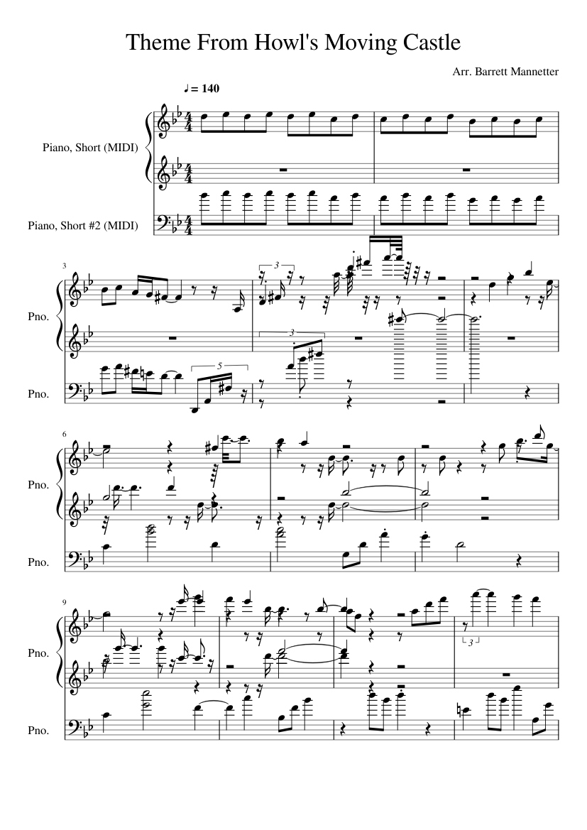 Howl's moving castle theme piano pdf