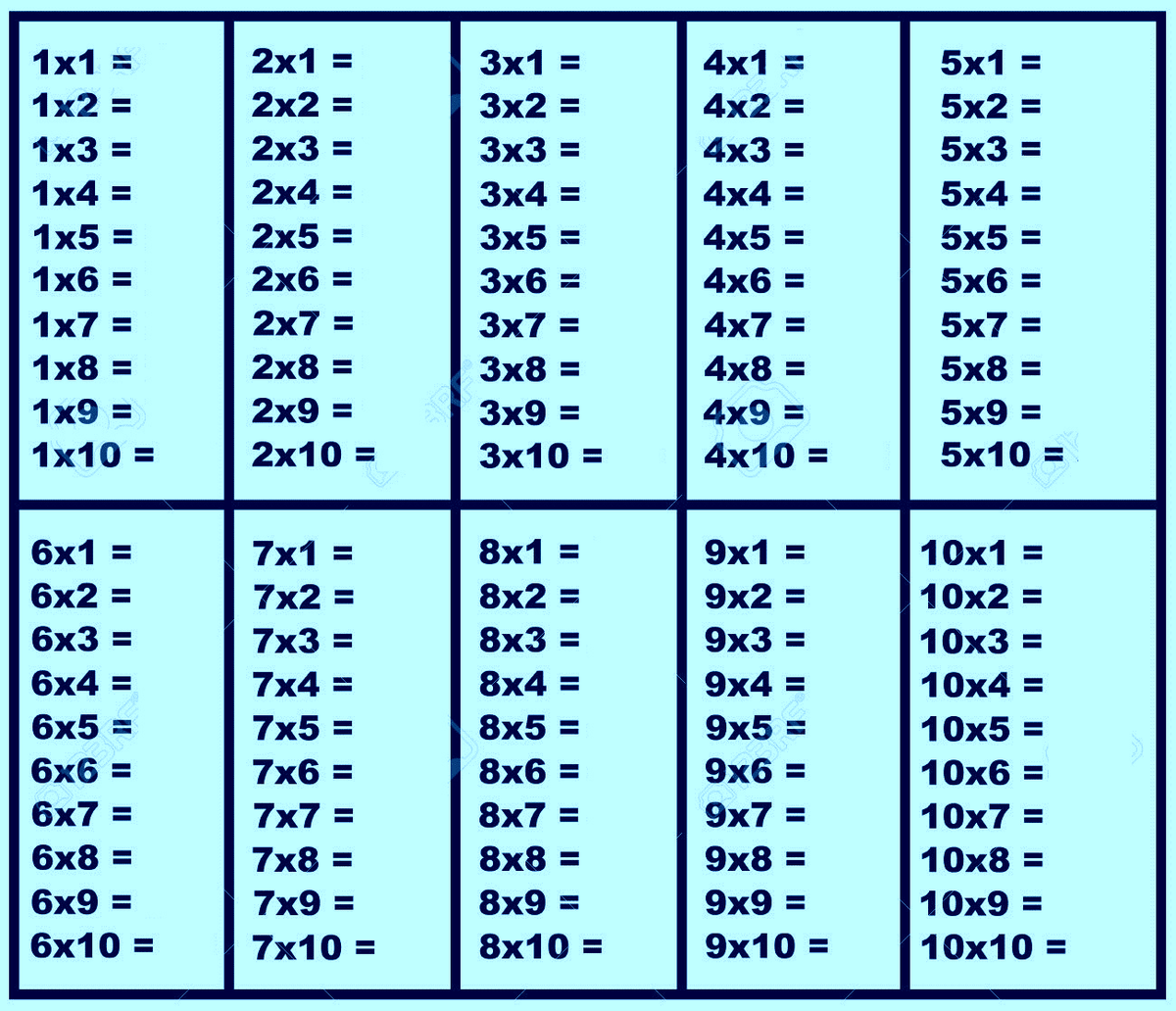 Free printable times table chart pdf