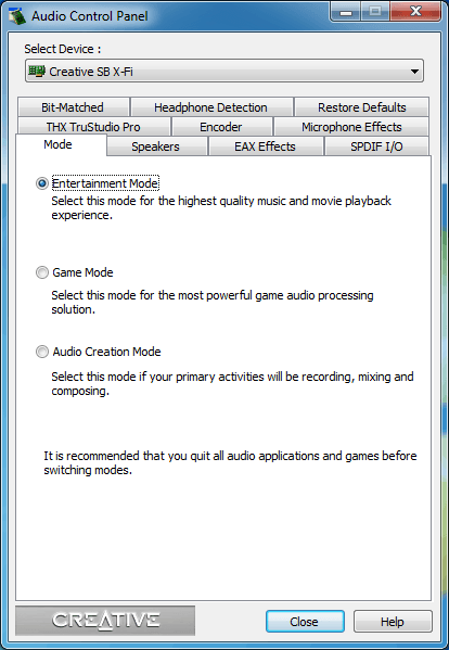 Creative audio control panel windows 10
