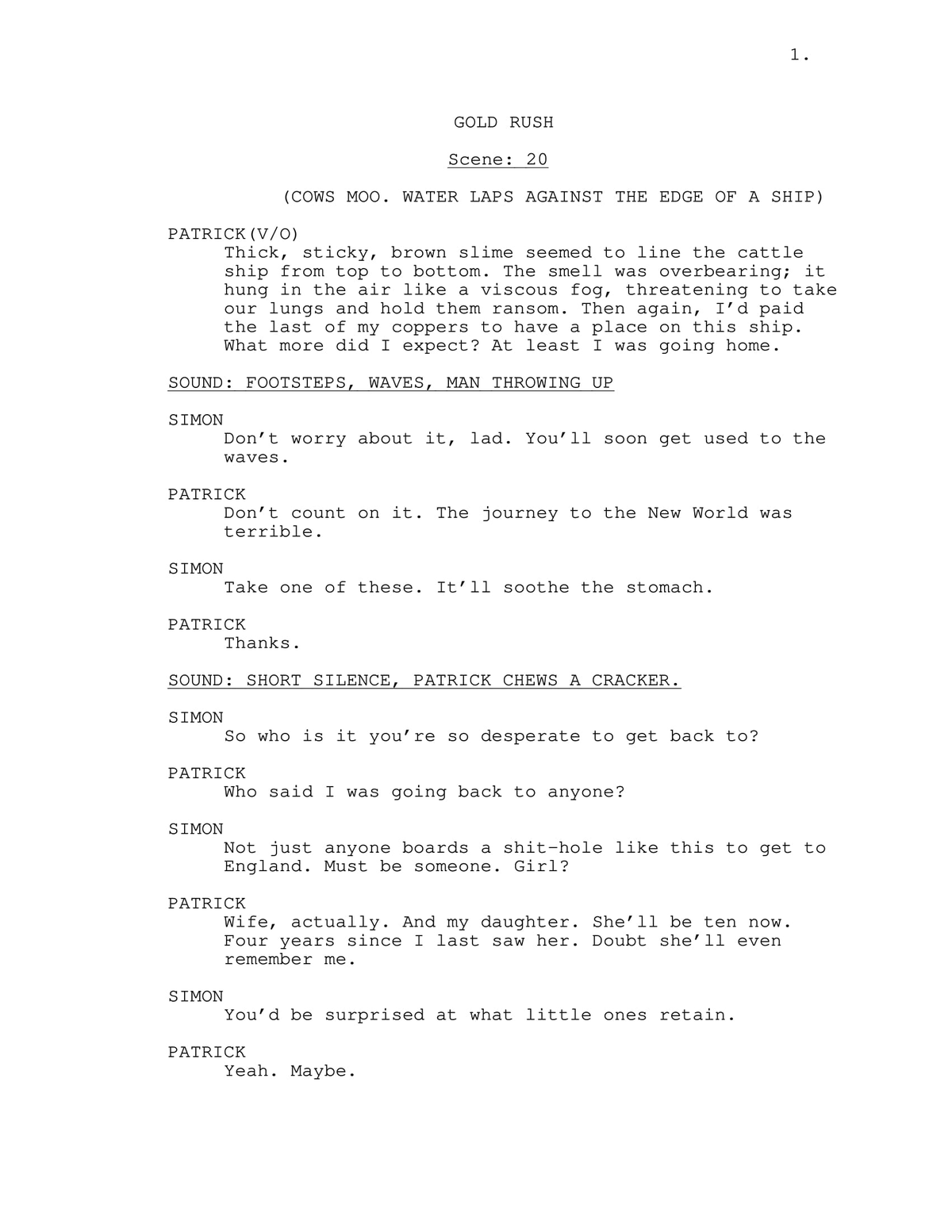 Sample screenplay scripts