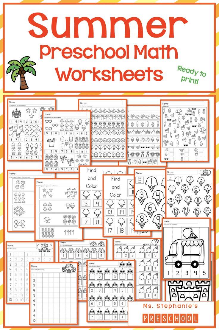 Free printable summer math activities for kindergarten
