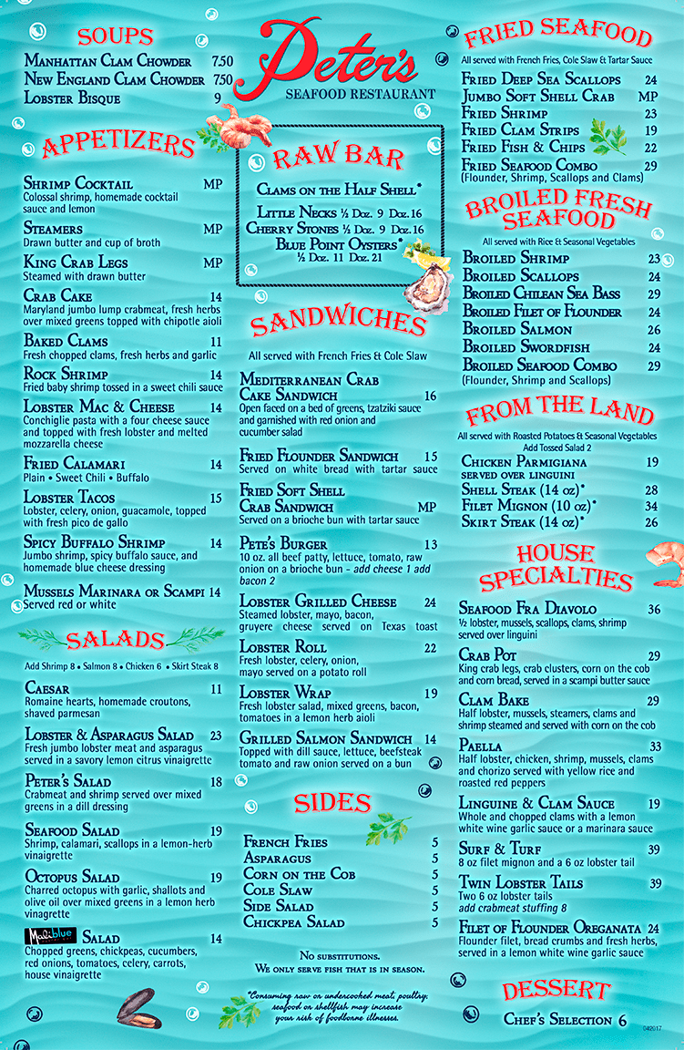 Casino clam bar menu
