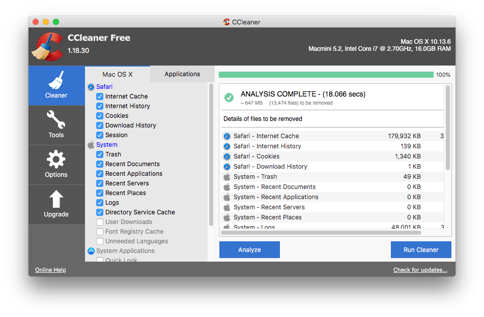 Free mac systems storage cleaner