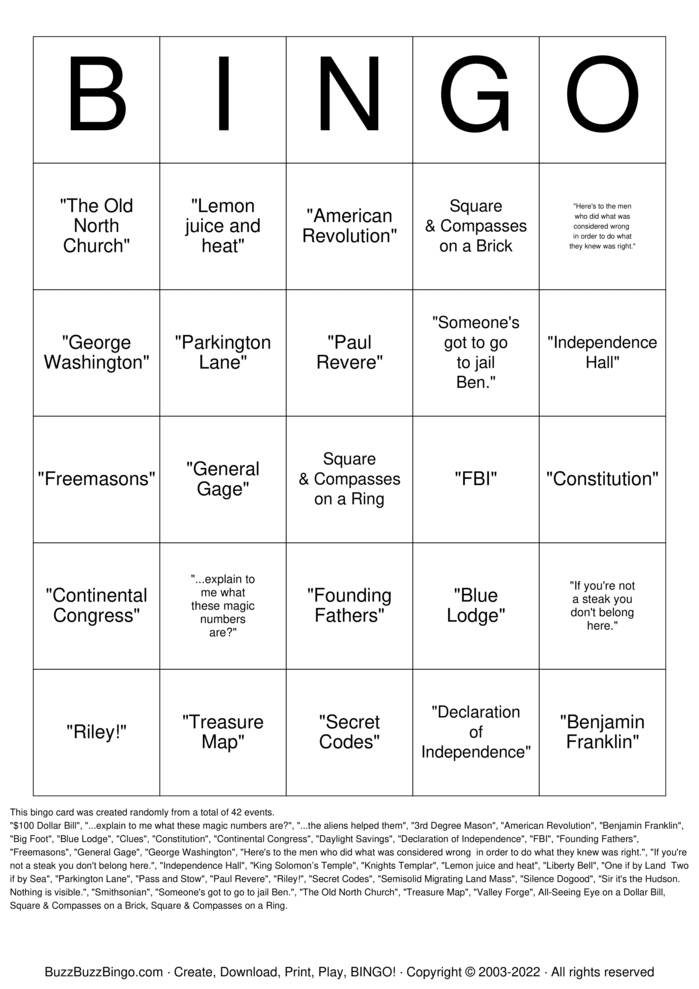 Treasure island bingo schedule