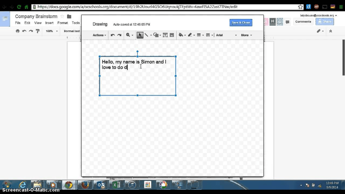 How to put a text box in a google doc