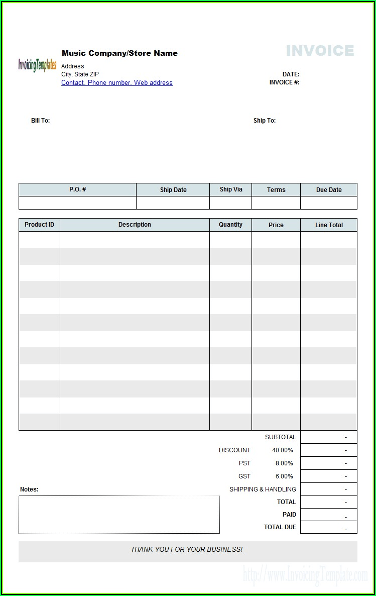 Microsoft office invoice template