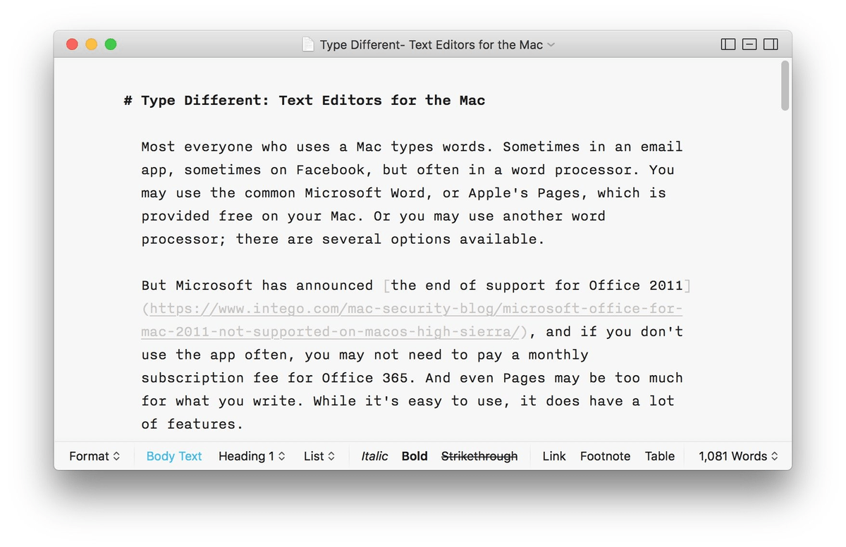 Text editor for mac os
