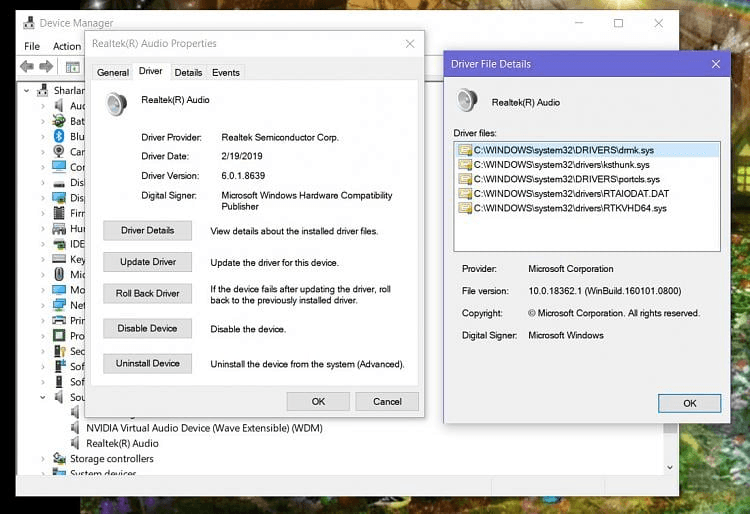 Update for realtek high definition audio