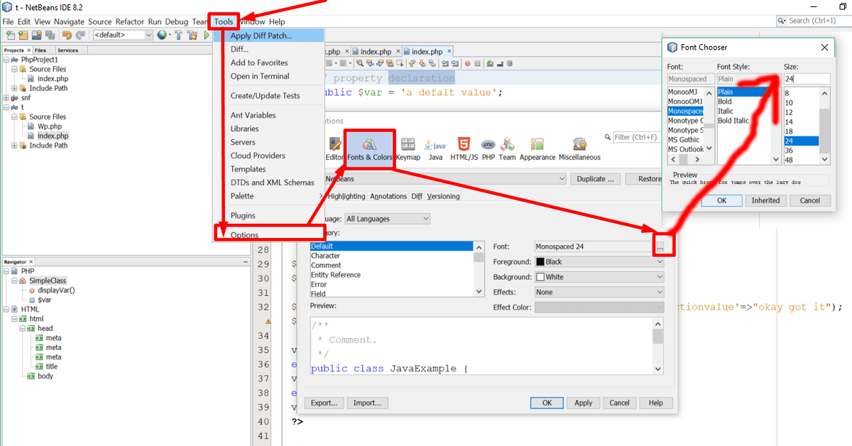 How do you increase font size in outlook for mac