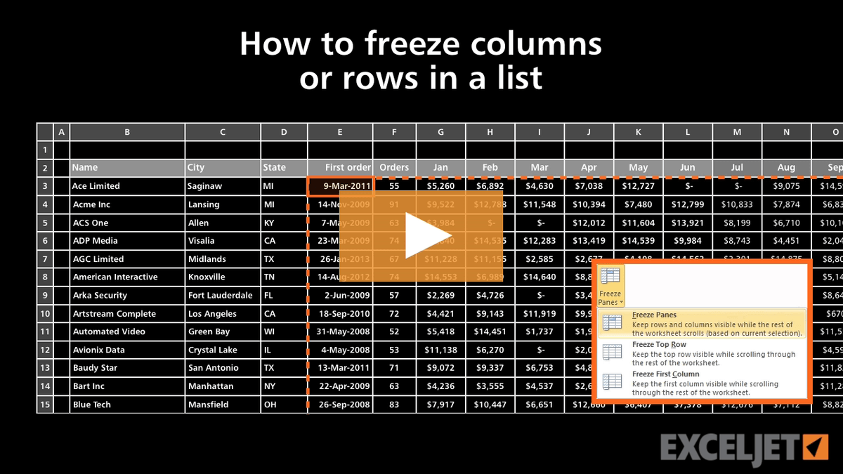 Freeze rows when scrolling excel for mac