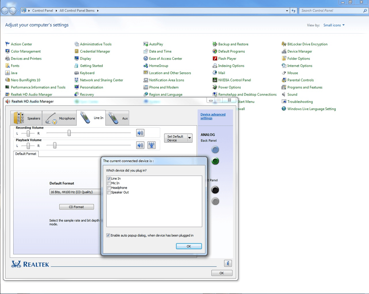 Realtek hd audio manager thinks headset are speakers