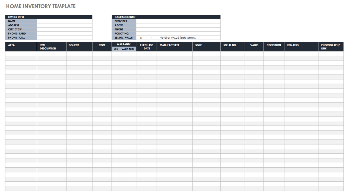 Stock register format in excel