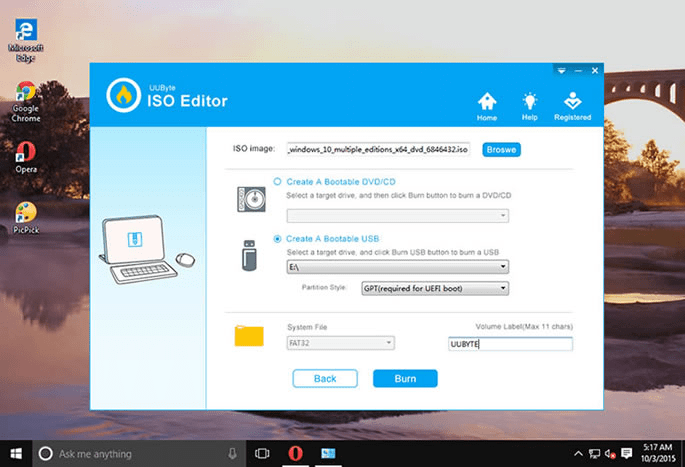 Linux burn windows 10 iso to usb