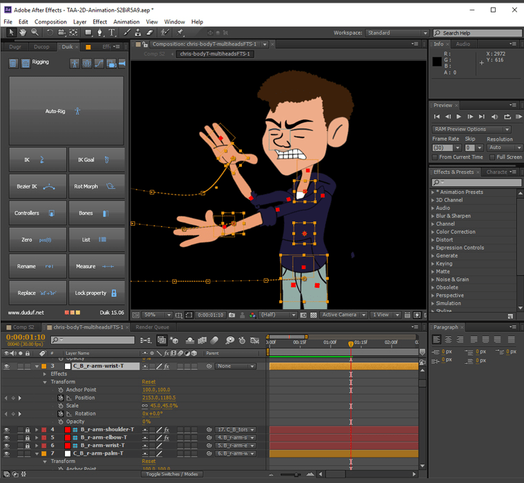 Animating 2d character in 3d space