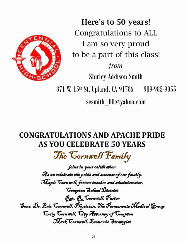 Sample souvenir program message