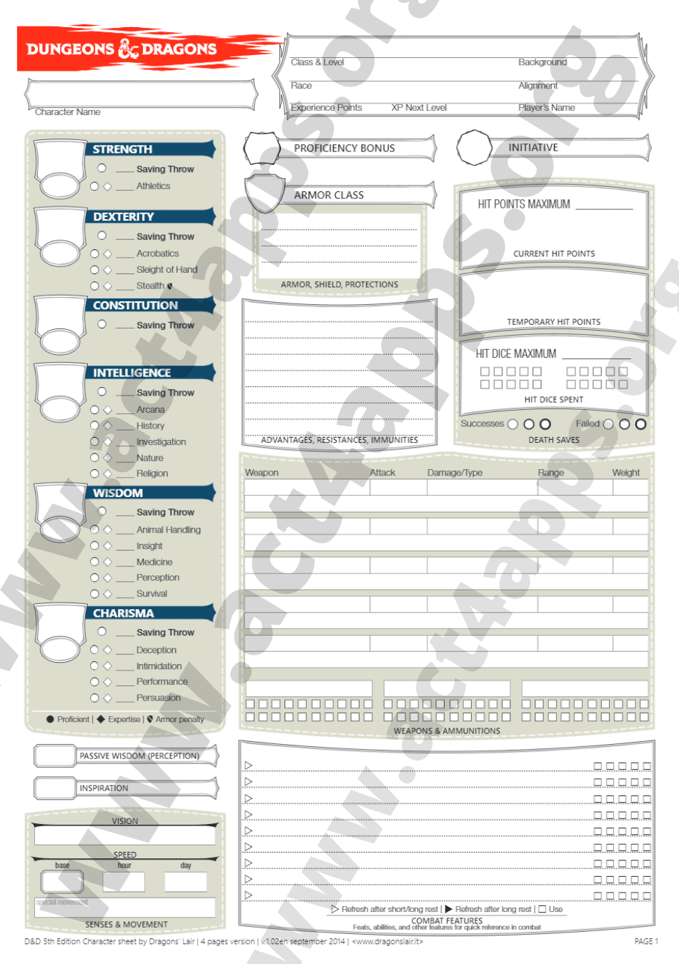 Dnd 5e fillable character sheet online
