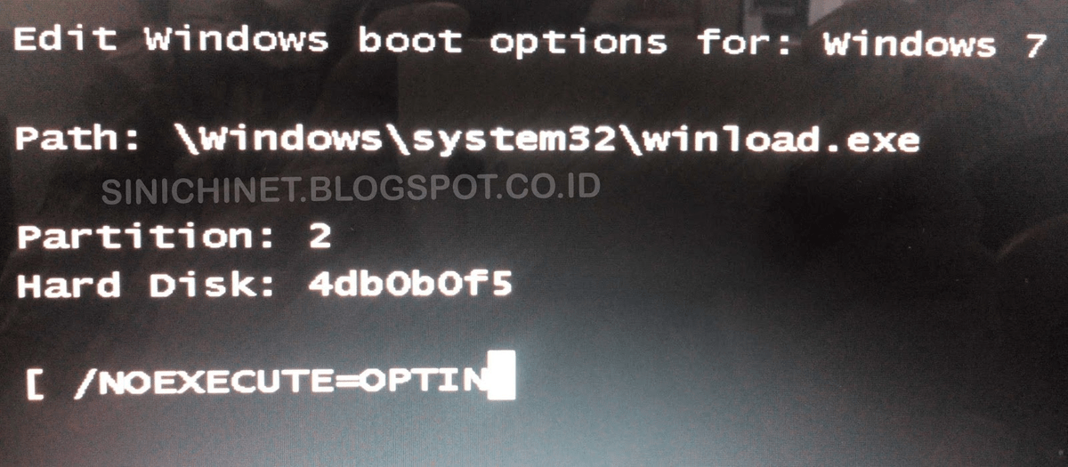 Edit Boot Options Commands Edit boot options for windows 7