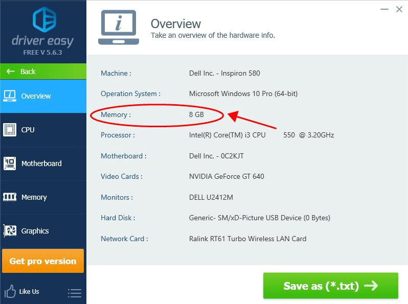Find ram on windows 10