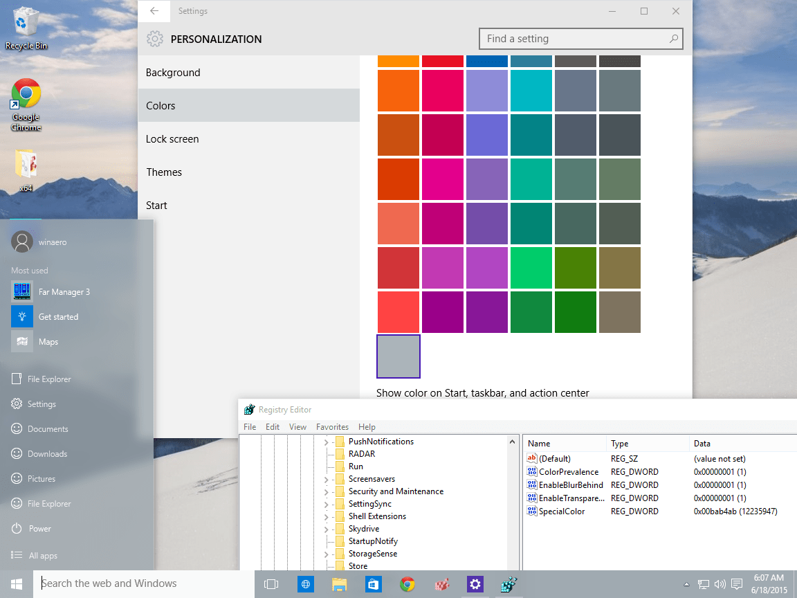 How to change windows 10 taskbar color