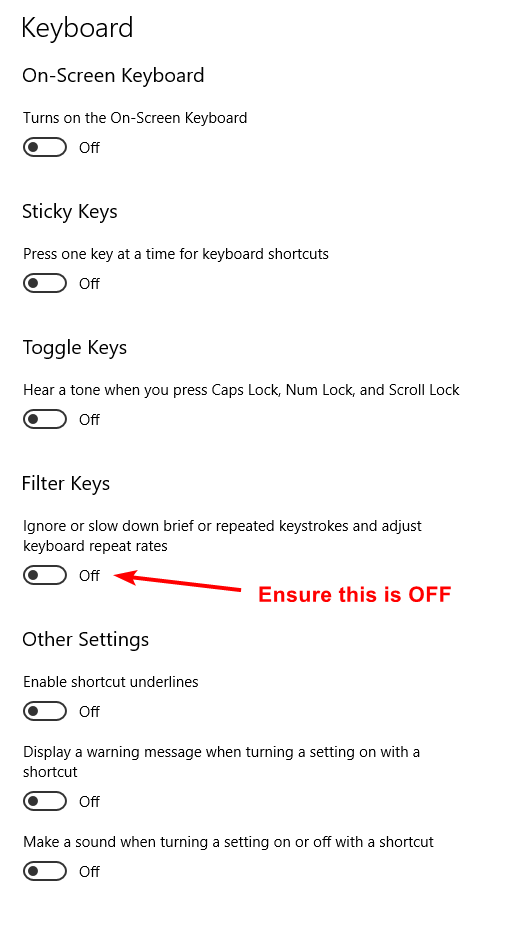Windows 10 keyboard not working