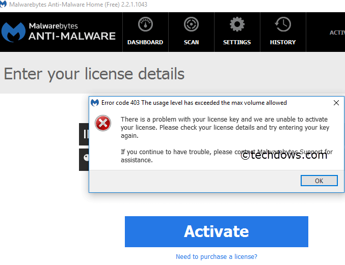 Malwarebytes error code 5