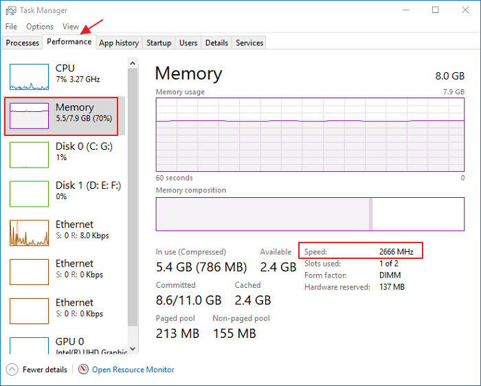 How to check my ram speed windows 10