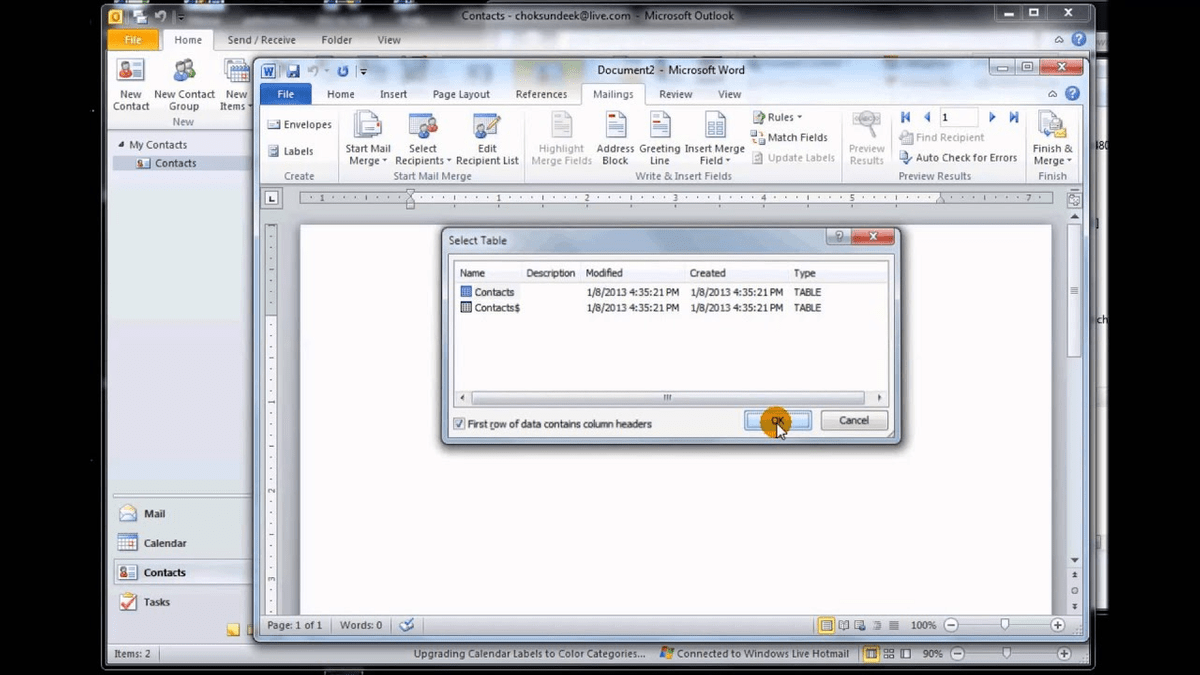 Merge microsoft live accounts