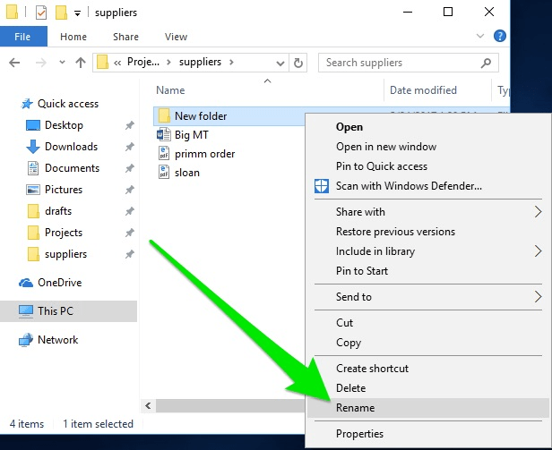 Rename file shortcut windows 10