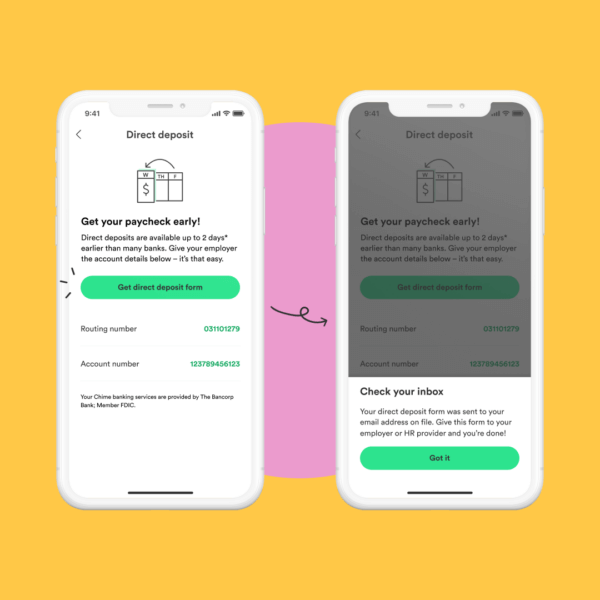 Name of chime bank for direct deposit