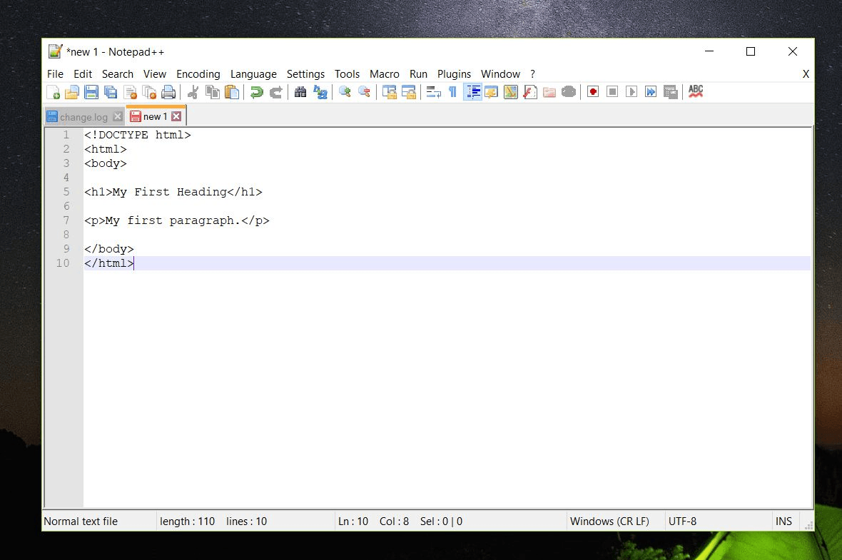 Text editor in windows 10