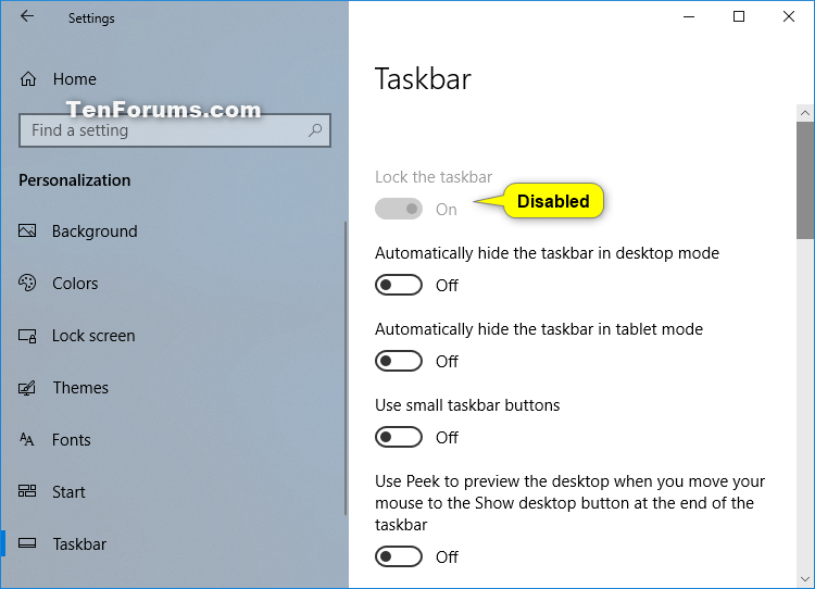 Lock the taskbar lock the taskbar