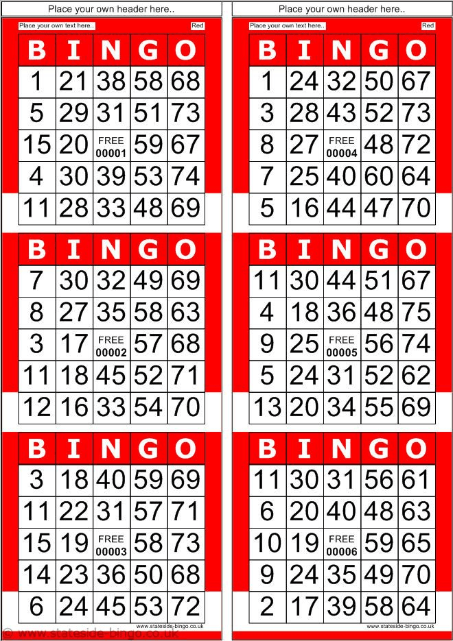 Bingo number card generator 1 75