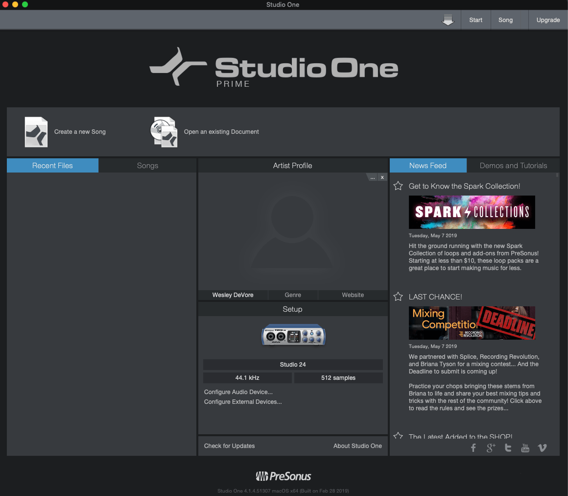 Studio one audio recording is disabled