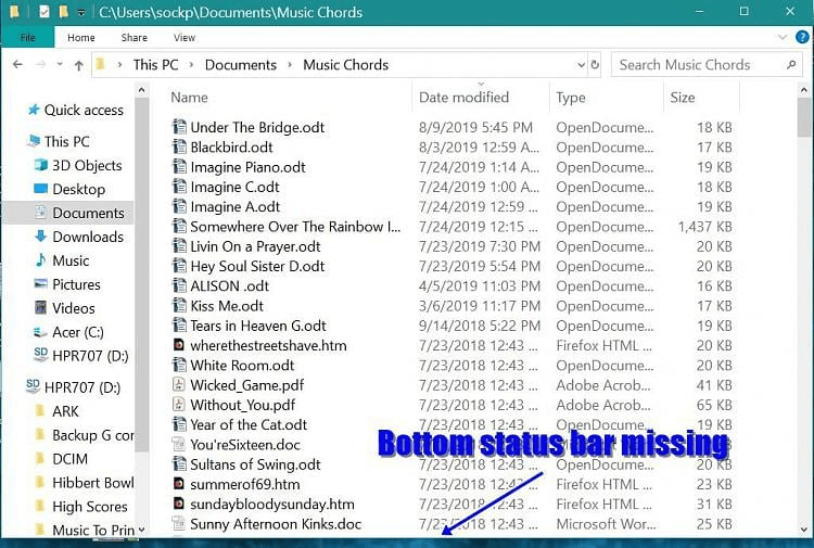 Status bar windows 10