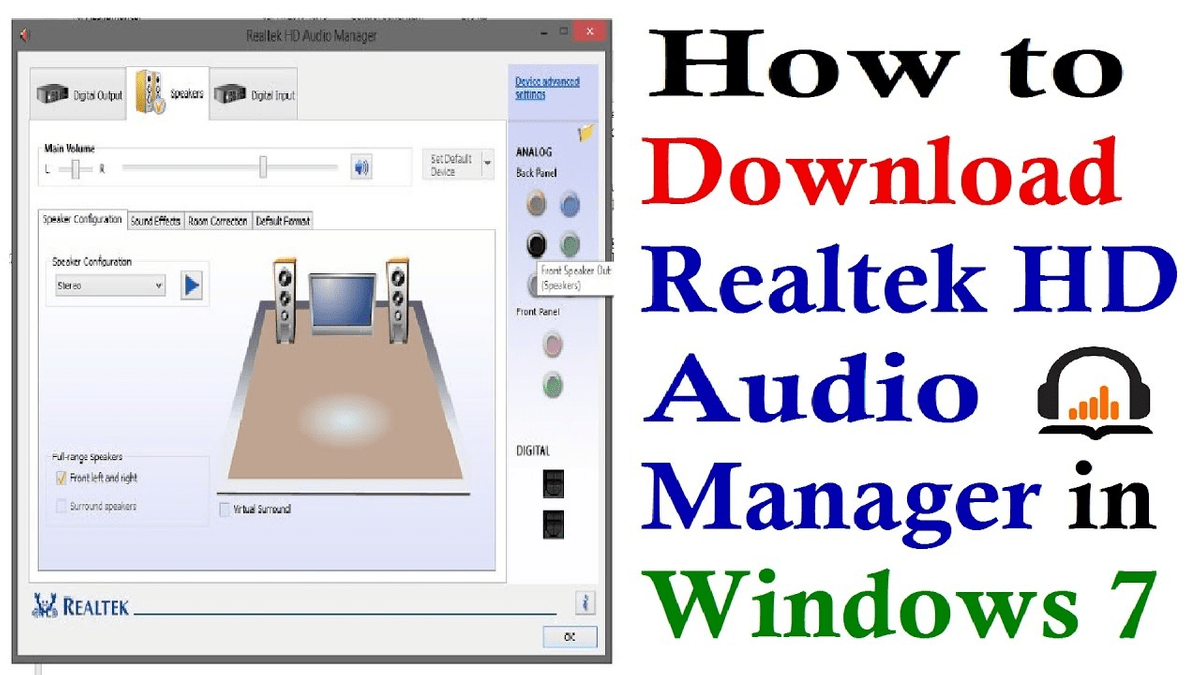 Realtek Audio Provider Realtek hd audio manager win 7 32bit