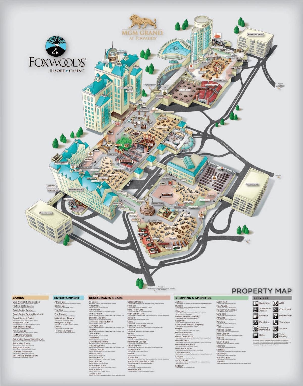 Map of parking garages at foxwoods casino