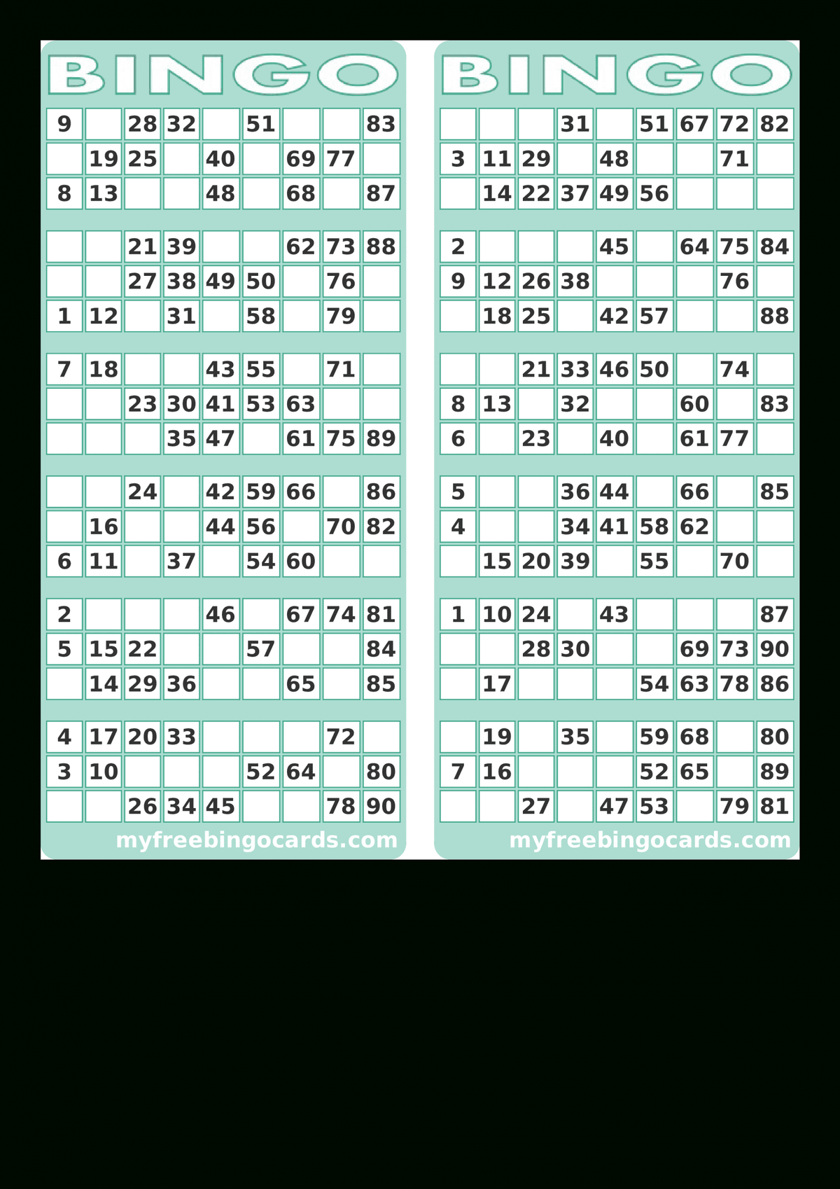 Bingo card free printable blank